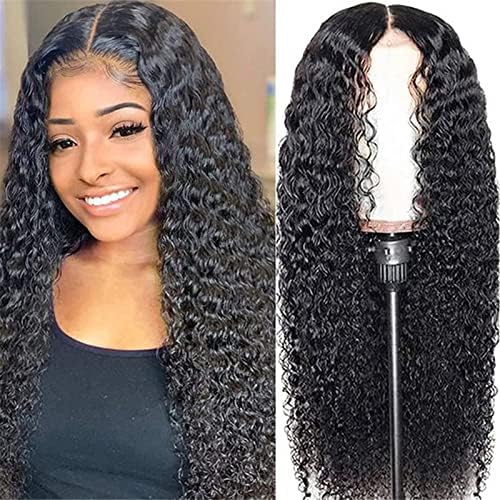 KXFNUO Long Curly Wig Deep Water Wave Curly Wigs For Black Women, Heat Resistant Synthetic Deep Wave Curly Virgin Hair Closure Wigs for Black Women -27inch