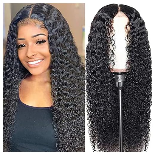 KXFNUO Long Deep Water Wave Curly Wigs For Black Women, Heat Resistant Synthetic Deep Wave Curly Virgin Hair Closure Wigs for Black Women -27inch
