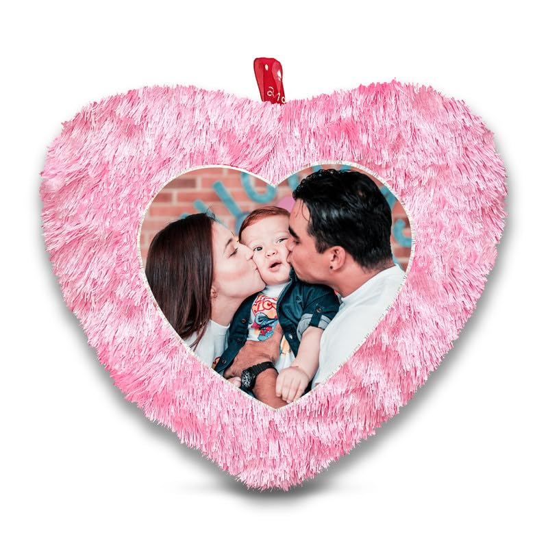 BMRGIFTS Fur Personalized Gift Photo Cushion for Boyfriend Girlfriend Husband Wife on Occasions Valentine's Day Birthday Anniversary Special Love Gift Heart 15x17 inch, Pink (PC47)-image-43
