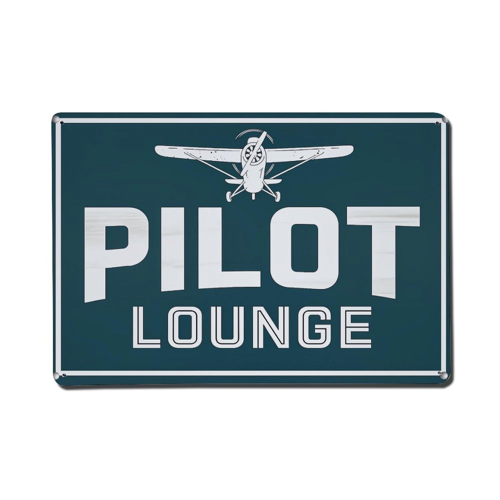 Pilot Lounge Sign With Plane Retro Metal Tin Sign, Vintage Decor Art Poster for Bar, Home, Man Cave, Kitchen, Laundry Room Gift 8x12Inch