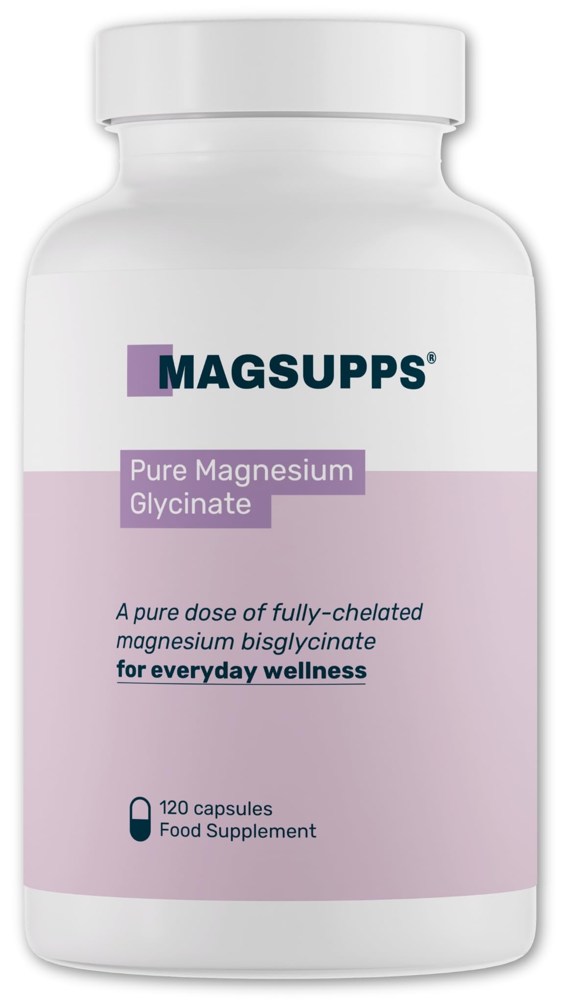 Magnesium Glycinate - 100% Pure, Fully-Chelated, Non-Buffered - 100mg Magnesium per Capsule - 120 Capsules - UK Made - Lab Tested - No Fillers