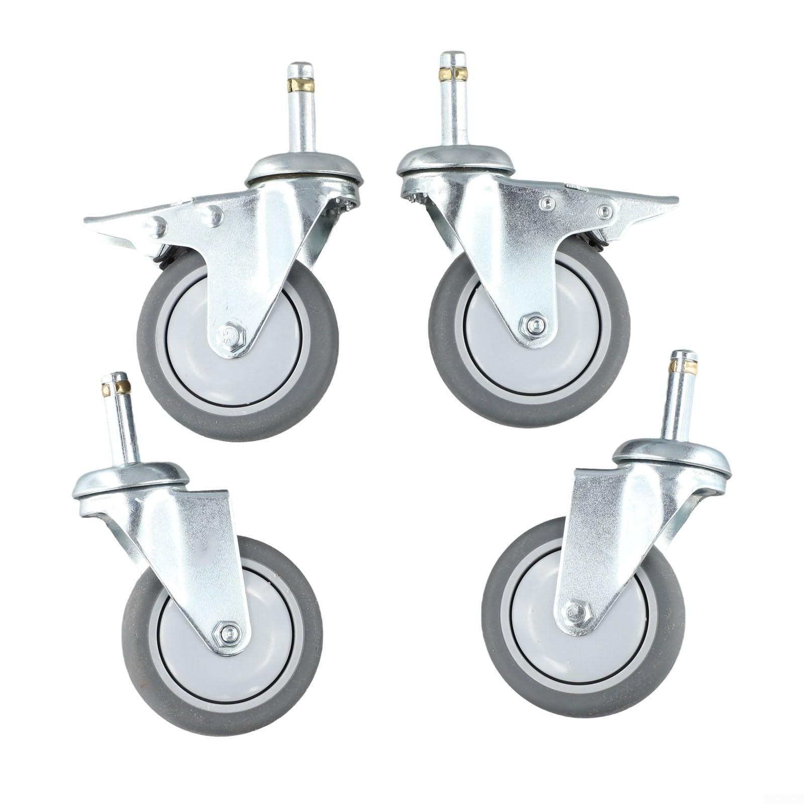 Lot de 4 roulettes robustes en caoutchouc massif de 125 mm avec frein - Pour roulettes pivotantes robustes pour l'industrie et les entrepôts - Design antidérapant - Pour chariots et appareils - Kit de