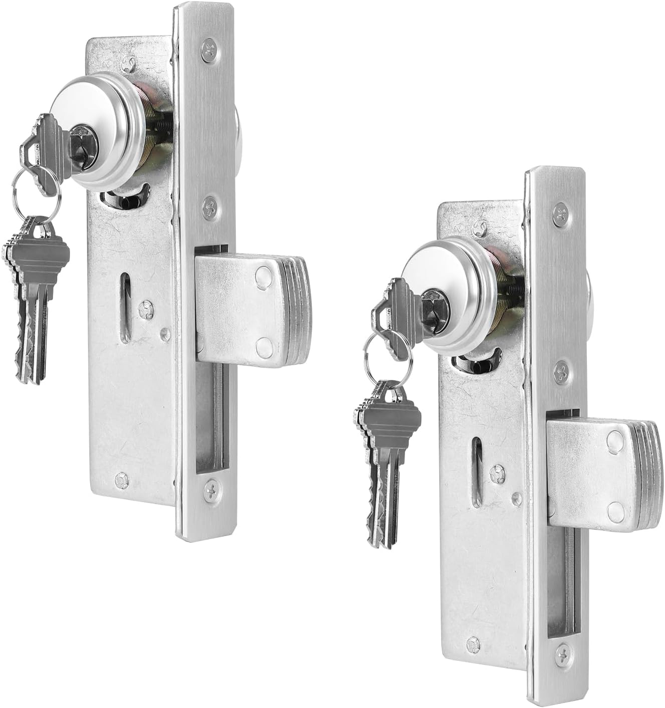 Storefront Door Mortise Lock Hook Deadbolt & Cylinder Combo, in Aluminum (1-1/8" Backset) 2 Sets