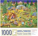 Bits and Pieces “Camping with Grandma and Gramps” Jigsaw Puzzle for Adults – Charming Outdoor Family Scene by Sandy Rusinko – Random Die-Cut Pieces (1000 Piece Puzzle)