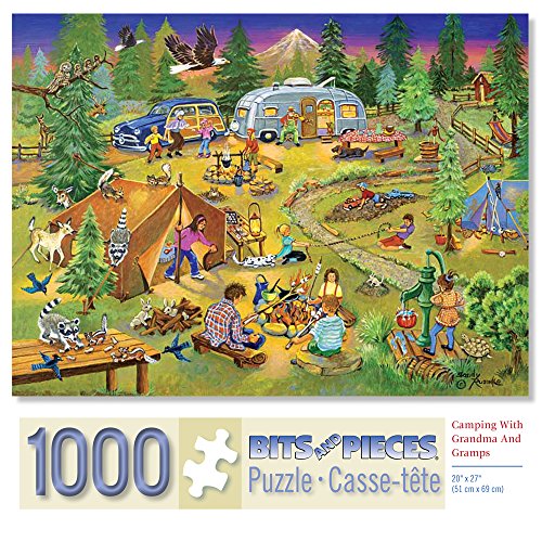 Bits and Pieces – Large Piece Jigsaw Puzzle for Adults – ‘Camping with Grandma and Gramps’ Jigsaw Puzzle by Artist Sandy Rusinko (1000 Piece Puzzle)