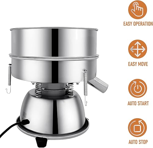 Miniatura 4 de Máquina automática de la coctelera del tamiz, tamiz vibratorio del acero inoxidable 110V con 10 y 60 pantallas de malla para la harina y los polvos