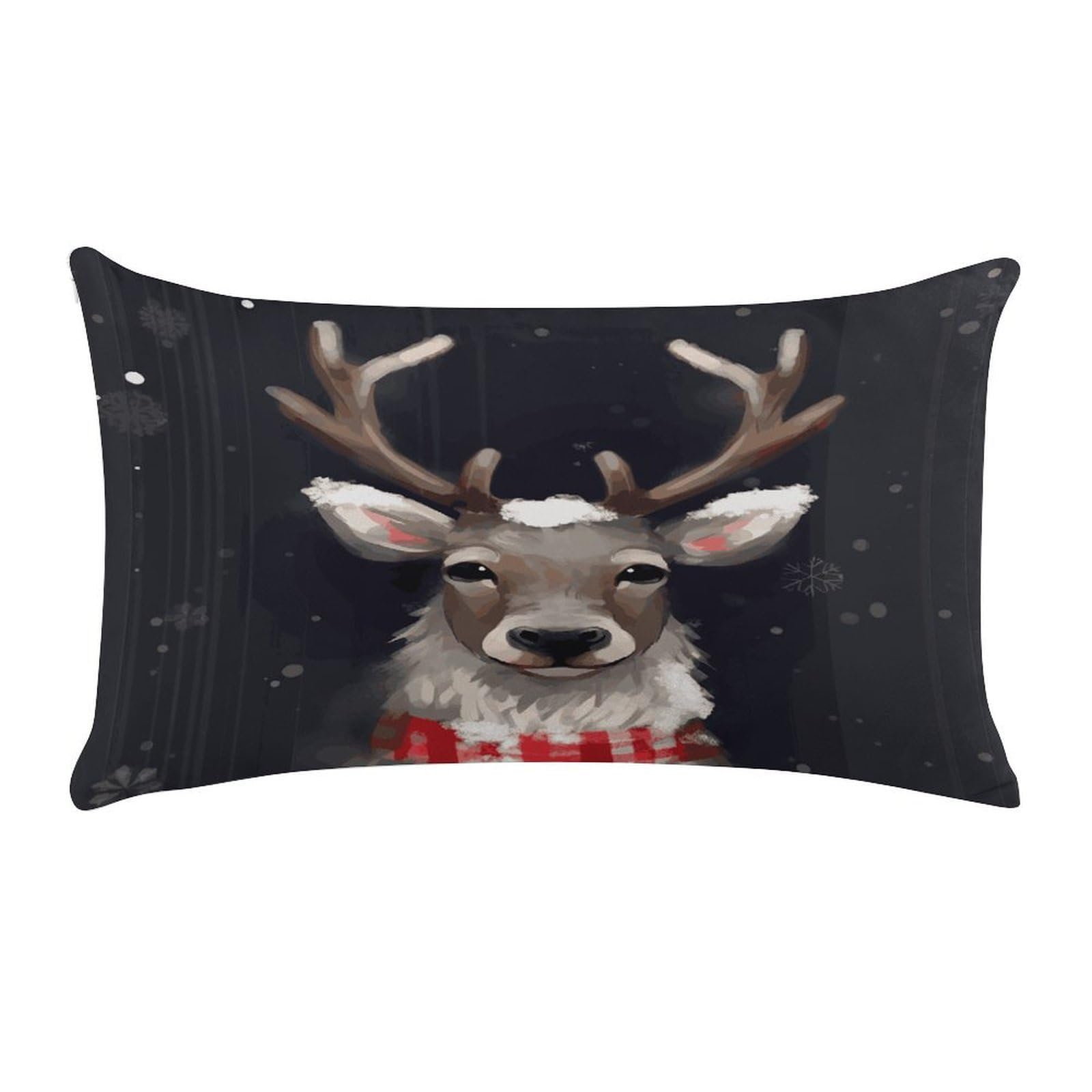 Reindeer Pillow Case Decorative Rectangle Throw Pillow Cover Soft Plush Pillowcase Cozy Cushion Case Modern Pillow Sham Cushion Cover for Bedroom Sofa Couch 20 X 12 Inch