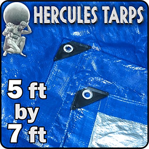 5' x 7' - Hercules Tarp Cover Waterproof Tarpaulin Plastic Tarp Protection Sheet for Contractors, Campers, Painters