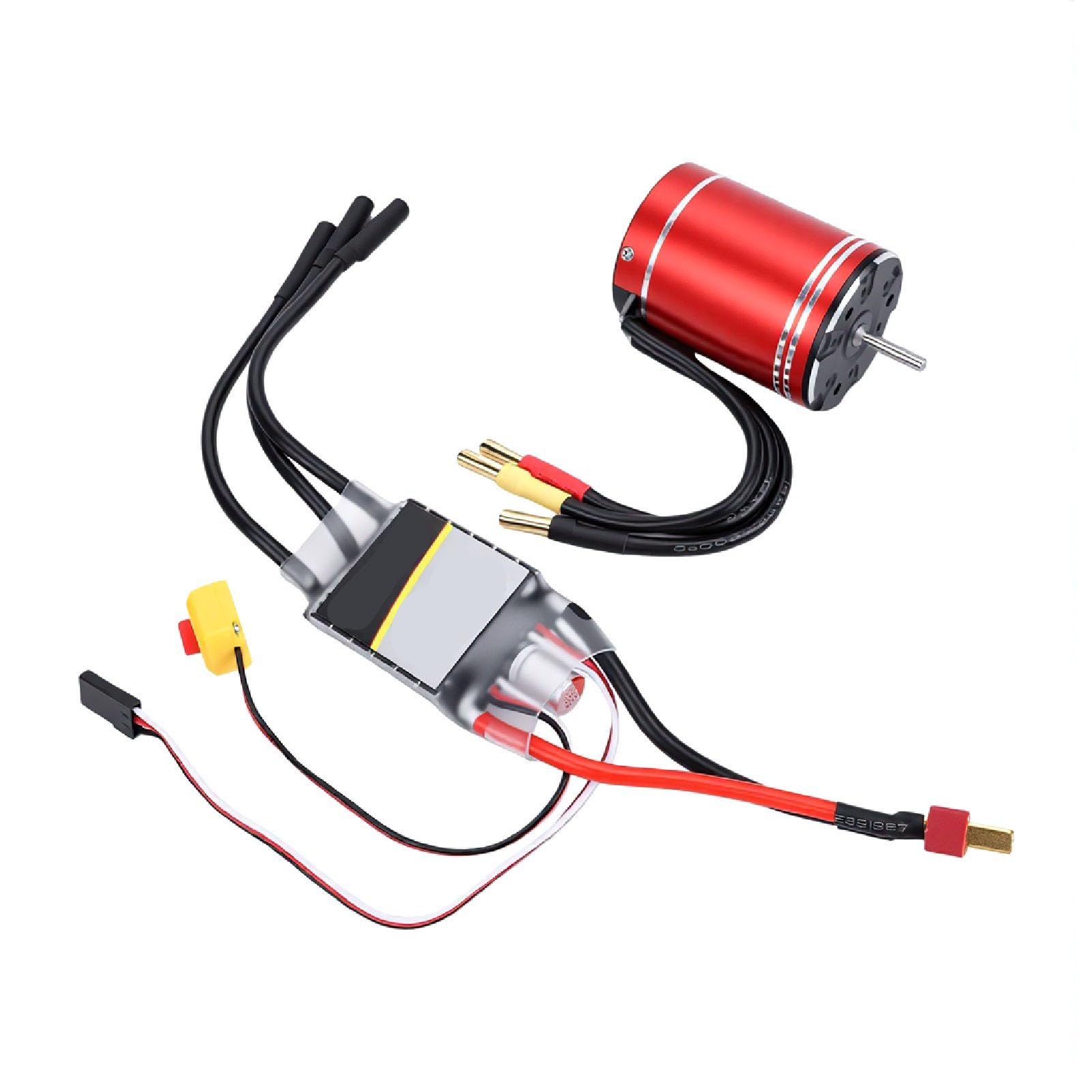 Tosuny Bezszczotkowy Silnik RC ESC Combo, 3650 3900KV Bezszczotkowy Silnik 75A ESC, Wodoodporny RC do łodzi Samochodowej w Skali 1/10 1/8, Bezczujnikowy z Radiatorem do Wyścigów Hobbystycznych