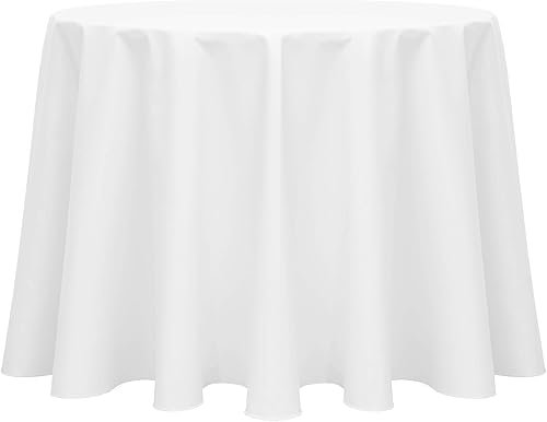 Ultimate Textile - Paquete de 2 manteles redondos de sarga de polialgodón de 90 pulgadas, color blanco