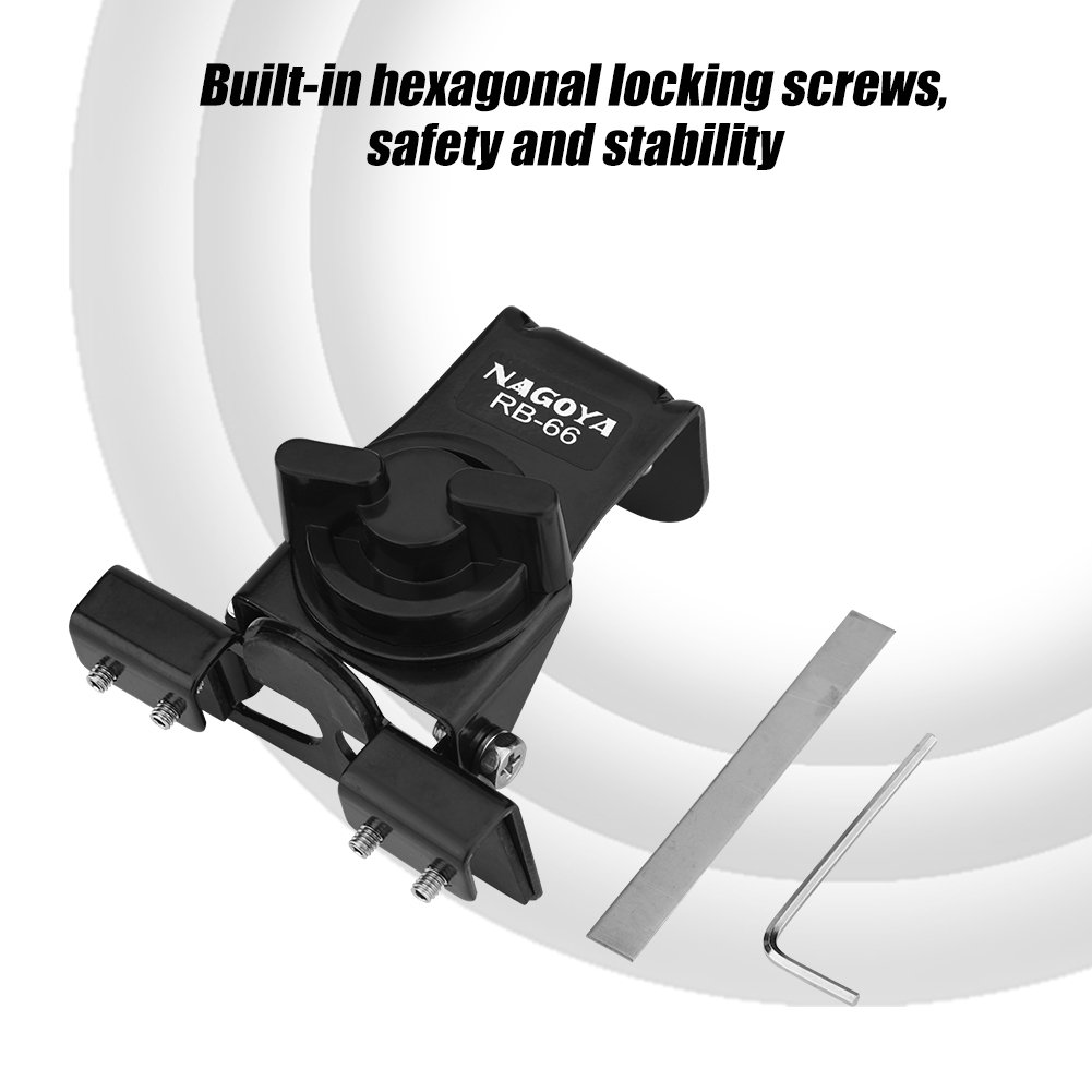 Tosuny Car Antenna Mount, Stainless Steel Car Vehicle Mobile Antenna Clip Bracket Holder, Equipped with Dismantling Device - Black