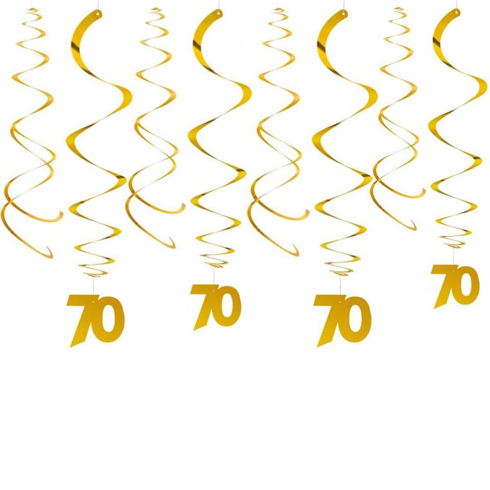 We Moment Zone Gold 70th Party Swirl Birthday Decorations Ceiling Hanging Swirl for 70st Anniversary - Pack of 20PCS