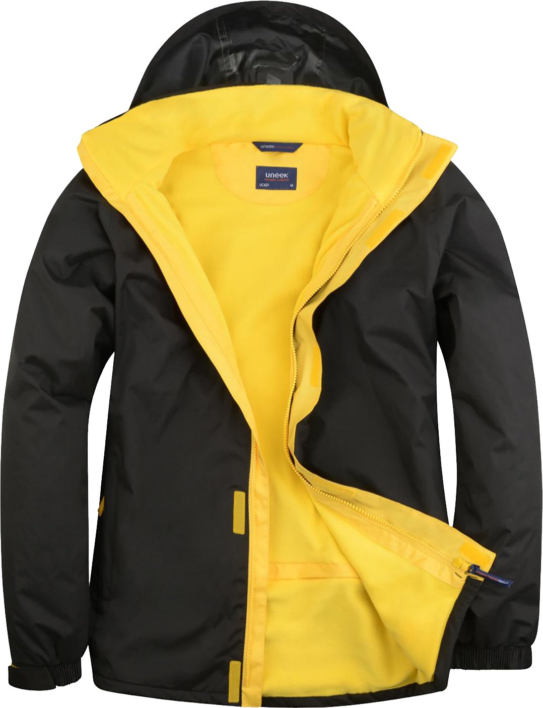 Uneek Uc621 Deluxe Outdoor Jacket Black/submarine Yellow 2xl