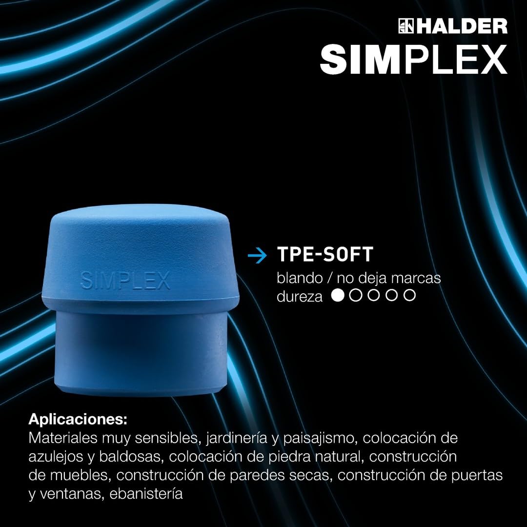 Halder - Martillo de goma (TPE-soft con carcasa de hierro maleable y mango de madera de, diámetro de 80 mm)