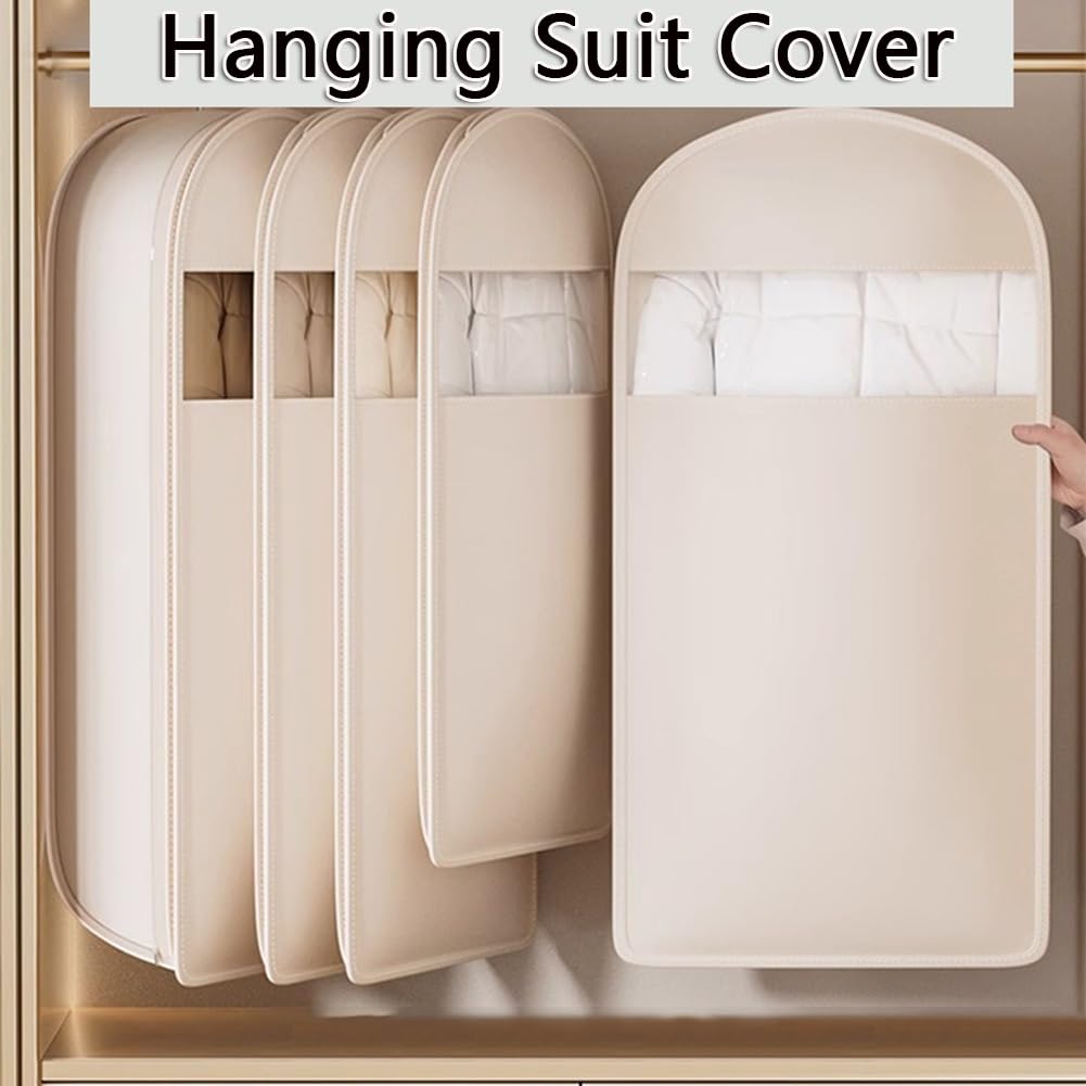 Fundas para Colgar Ropa con Ventana Transparente, Fundas Lavables para Ropa, Organización Del Armario Que Ahorra Espacio(Gray,130x58x18cm)