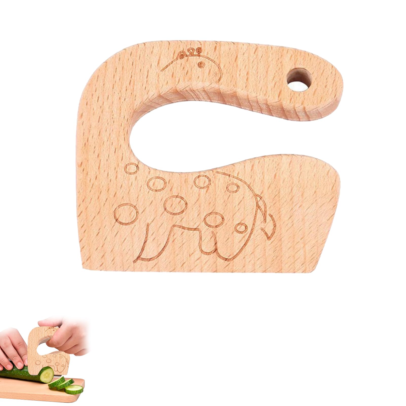 Cuchillo de Madera para Niños Montessori Utensilios Cocina que no Corta Dedos para Cortar Frutas y Verduras 2 Años