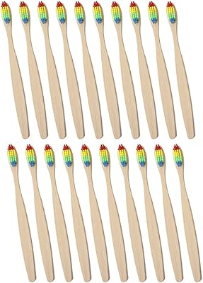 Magik 10-20Pcs Bamboo Toothbrush 100% Natural Organic Medium Bristle BPA-Free Bristles (20 Pack, Rainbow)
