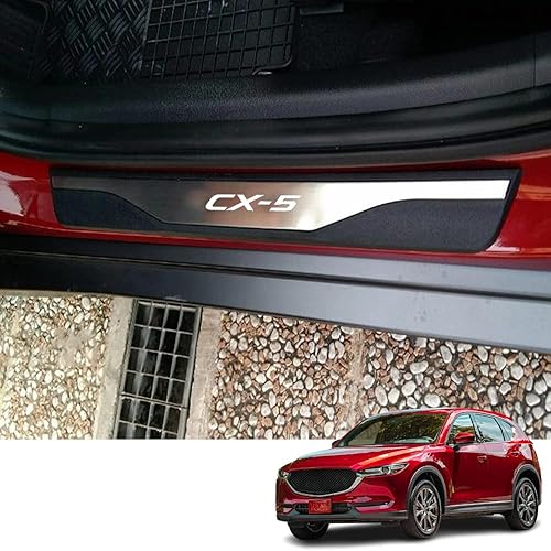 Bmolpt Accesorios de interior personalizados, 4 piezas para Mazda CX-5 CX5 2013-2022, protector de umbral de puerta de automóvil, placas de