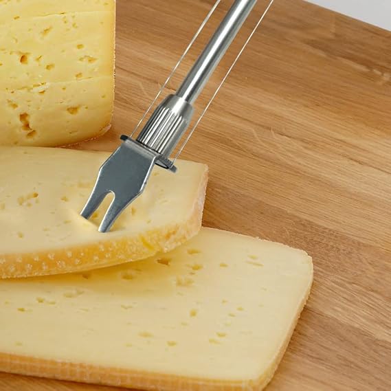 Handheld Double Wire Cheese Board Slicer Stainless Steel Cutter With Fork Cheese Slicers With Wire Heavy Duty
