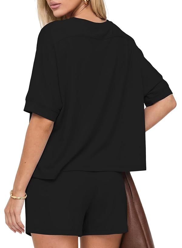 Darong Womens Travel Outfit Oversized Tshirts & Shorts 9241 Black M by Darong - Used condition - Image 2