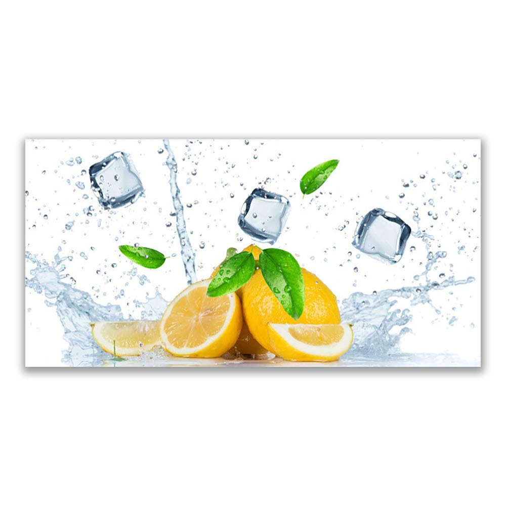Toile imprimée 120x60cm tableau déco cuisine moderne lime ice cubes
