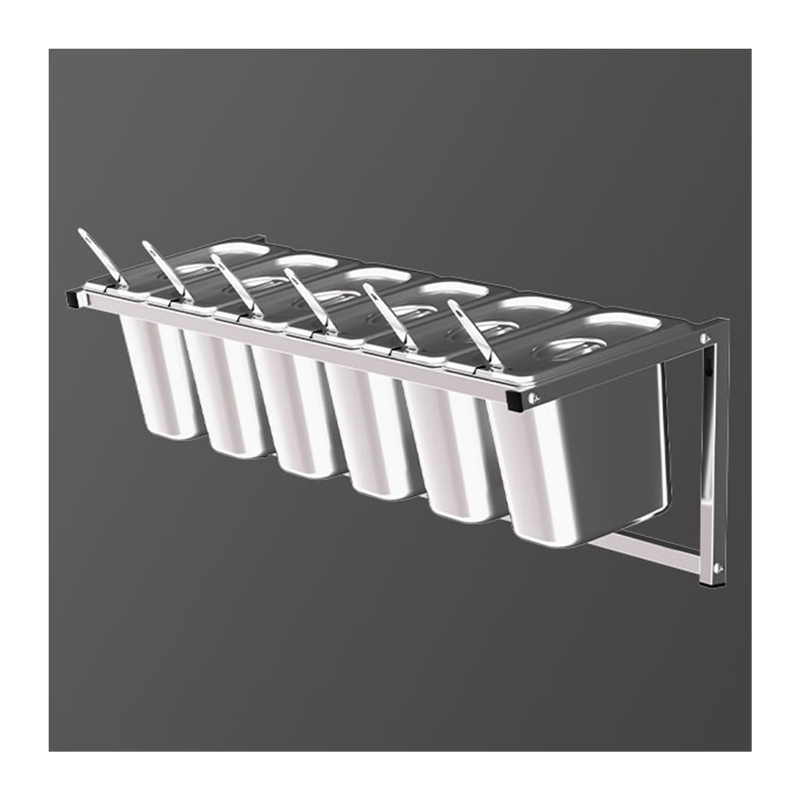 WDSOPK Stainless Steel Wall-Mounted Spice Rack Set, Kitchen Condiment Organizer Shelf for Seasoning, Herbs, and Food Storage - Space-Saving Solution for Buffets and Counters (Silver b)