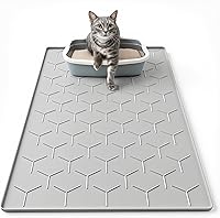 Garoopion Large 34x22 Waterproof Silicone Cat Litter Mat - Traps Litter & Urine, Easy Clean Floor Protector, Gray