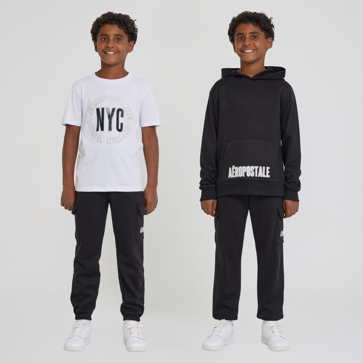 AEROPOSTALE Boys 3 Piece Outfit Set - Fleece Pullover Hoodie, Cargo Sweatpants, T-Shirt, Boys Activewear Set, Sizes 4-12 - Image 2