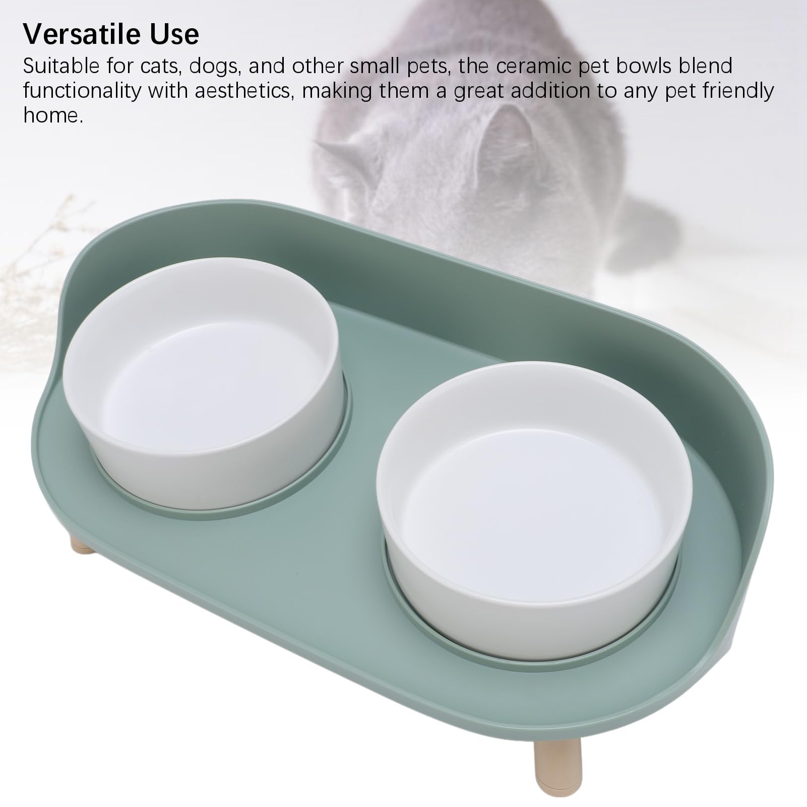Gamelle surélevée pour Chat, gamelles surélevées en céramique pour Chat avec Support, Protection de la Colonne cervicale, Ensemble de gamelles pour Nourriture et Eau
