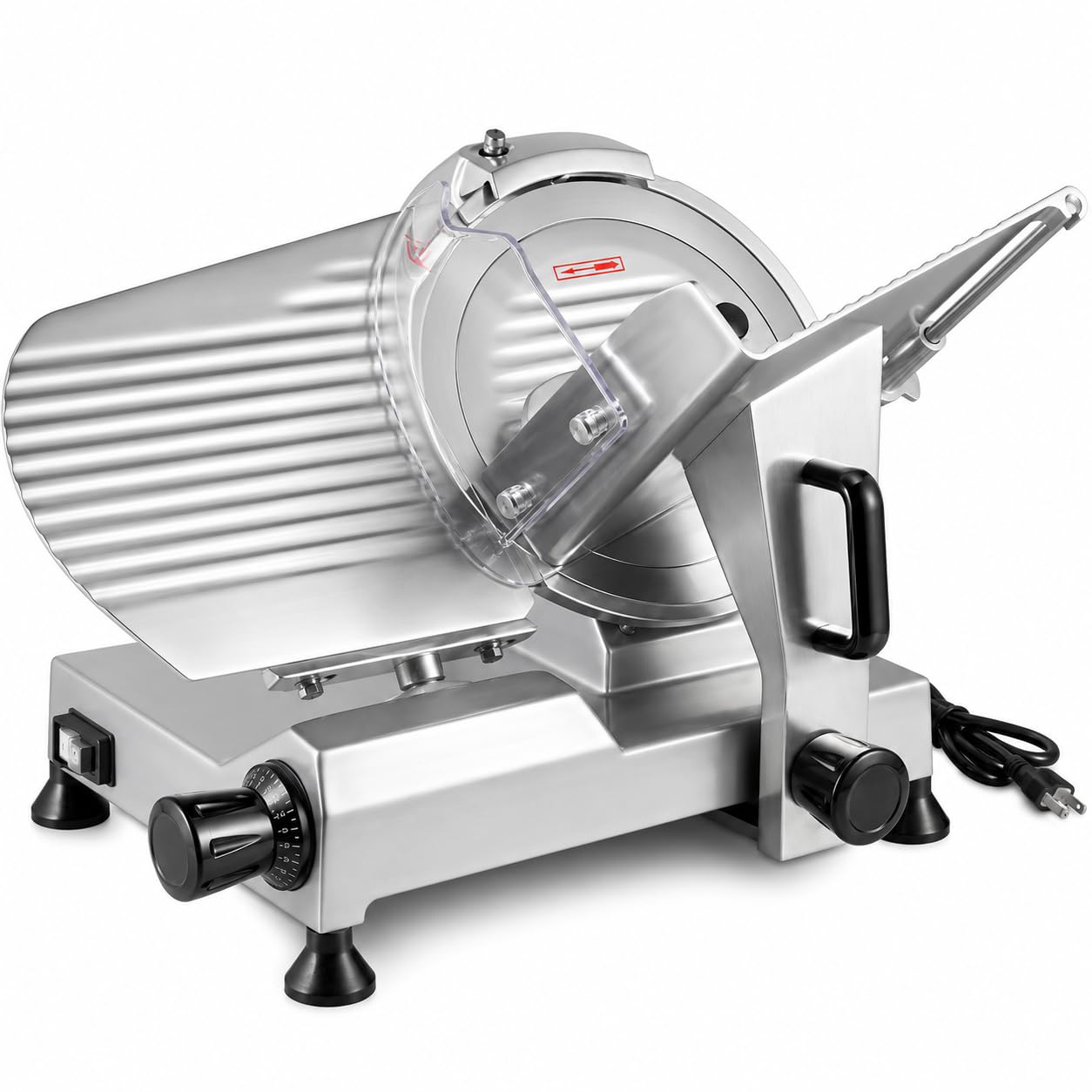 Butcher Series 12-Inch Manual Gravity Feed Meat Slicer by Glownary – EDGE14-11, Alloy Steel, Silver, Model Sl112e
