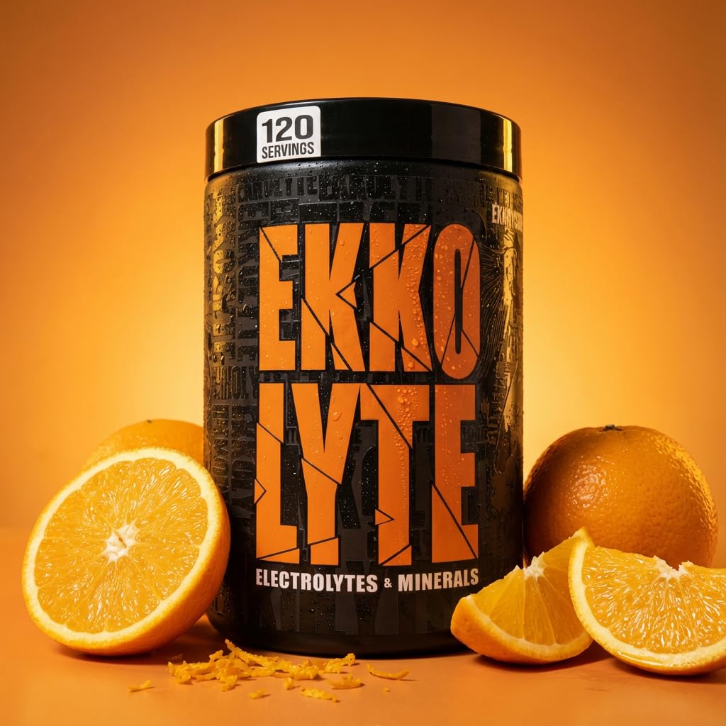 Ekkovision Ekkolyte Electrolytes & Minerals Powder, 50 MG Vitamin C & 155 MG Magnesium for Hydration Support, Essential Electrolytes for Women & Men, Orange Flavored Electrolyte Mix, 120 Servings