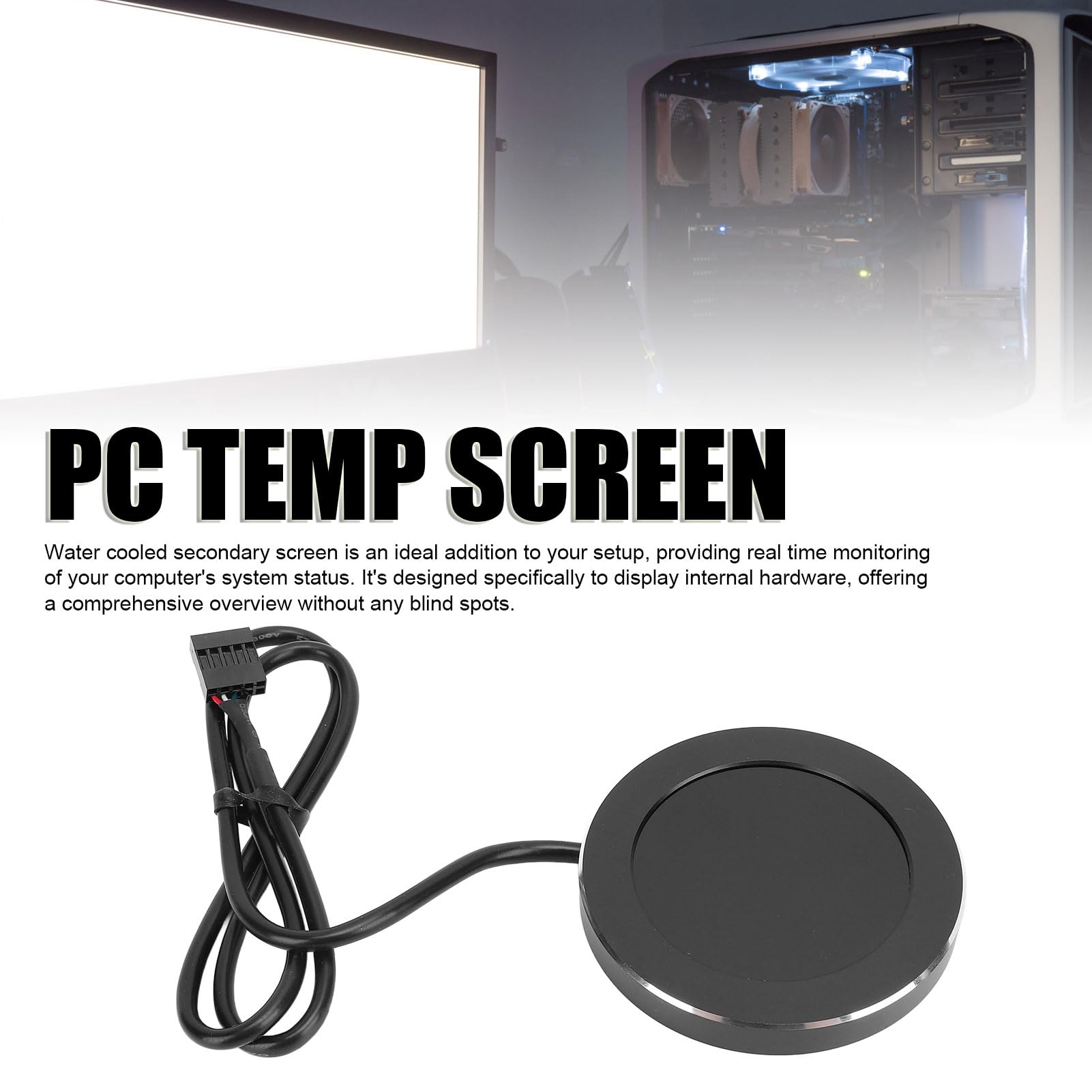Bewinner Schermo della Temperatura del Computer IPS Rotondo 2.1in Schermo del Dispositivo di Raffreddamento 'Acqua Rotazione a 360° 128MB 480x480 Monitoraggio CPU della Temperatura del PC per il di