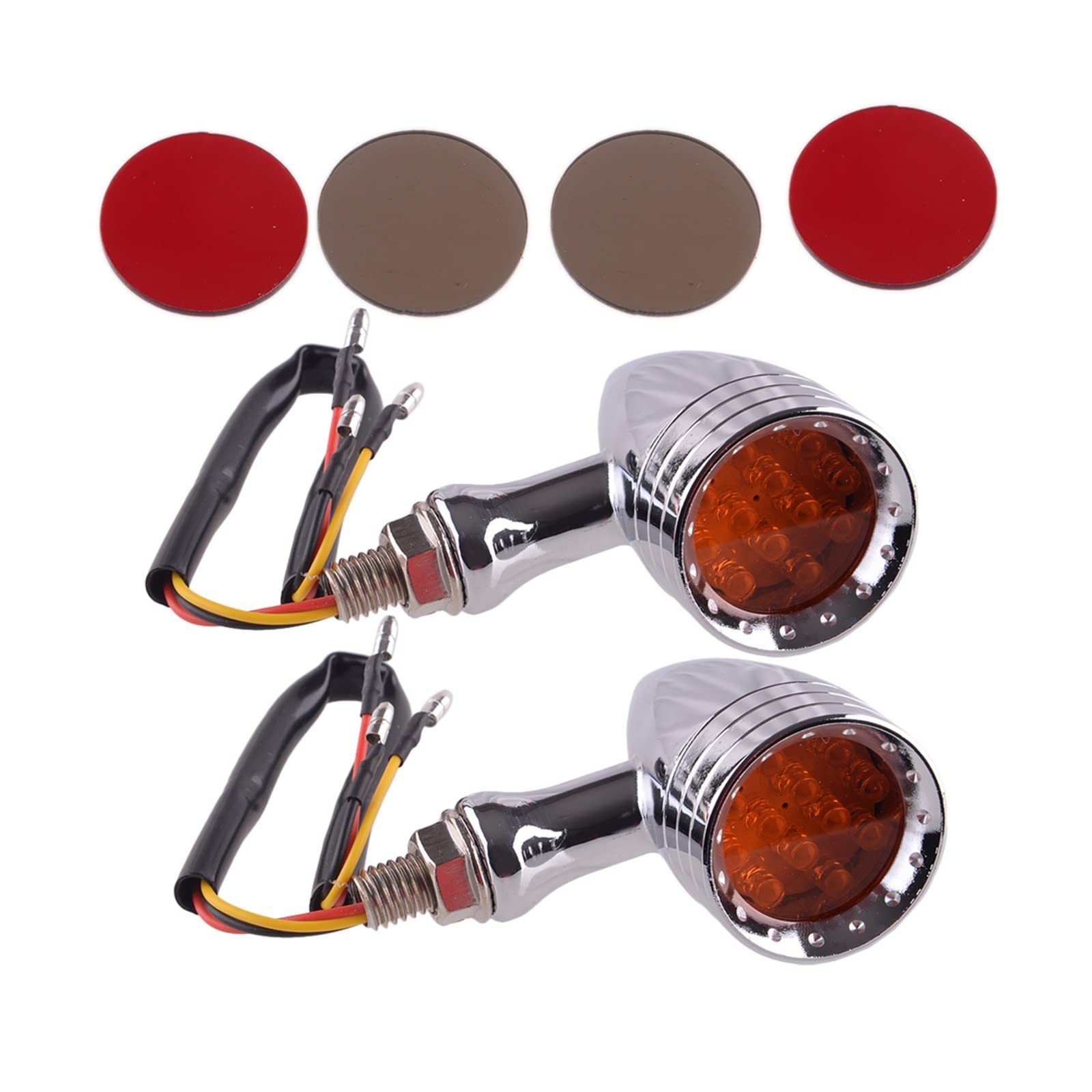 Oświetlenie tablicy rejestracyjnej 4 Szt. 12V Uniwersalny Bursztynowy LED Motocykl Bullet Włączony Kierunkowskaz Lampa Tylna Kierunkowskaz