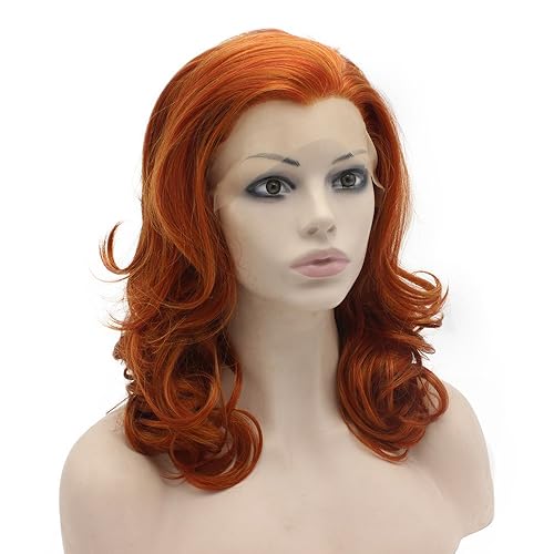 Miniatura 8 de Mxangel - Peluca de cabello sintético con encaje frontal de cabello sintético rubio medio largo ondulado natural