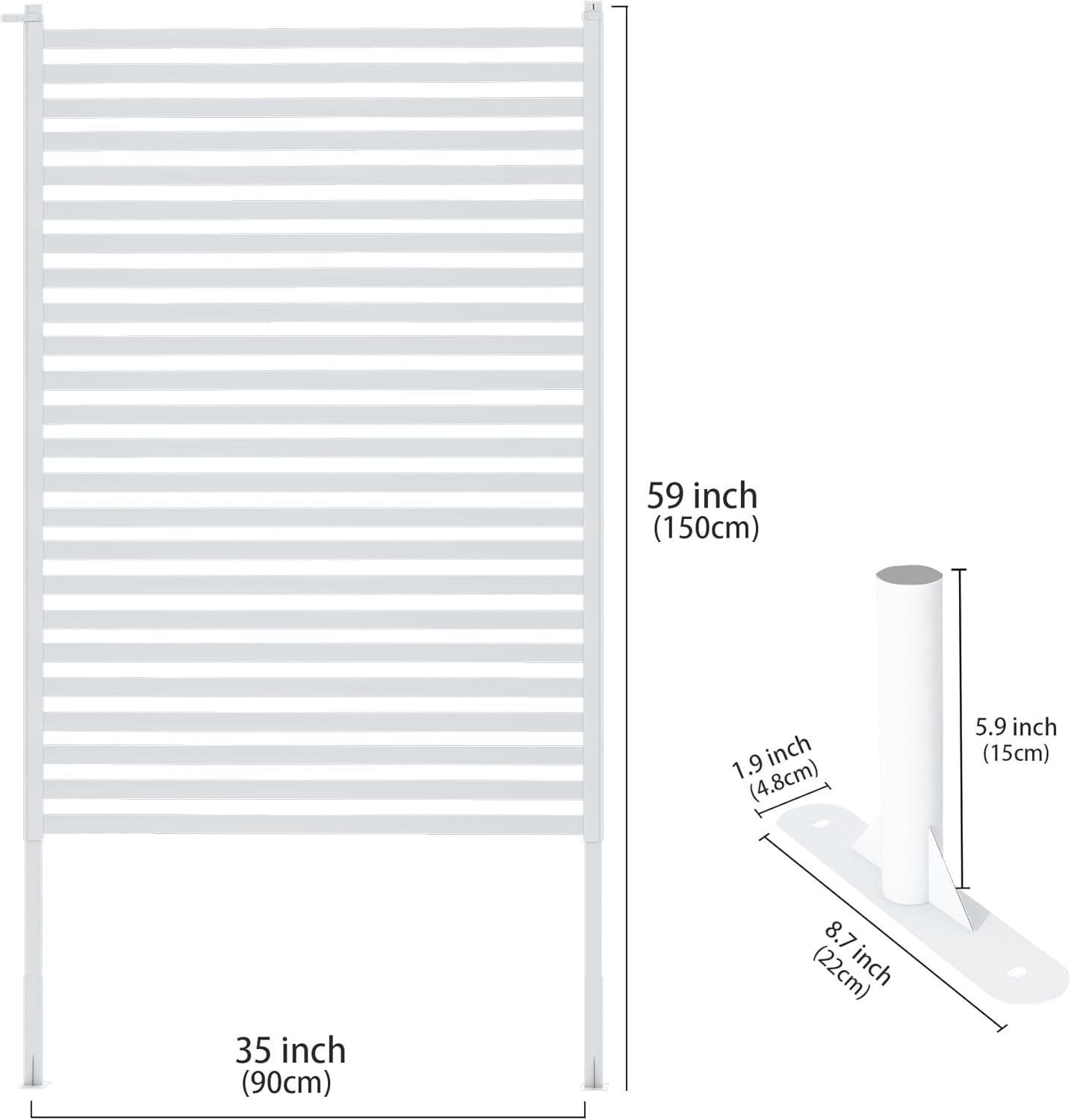 Outdoor Privacy Screen Fence with Stand 3FT x 5FT, Freestanding Privacy Fence Panels for Outside, No Dig Fence for Air Conditioner, Trash Can, AC Unit, Patio Lattice Fence Trellis White
