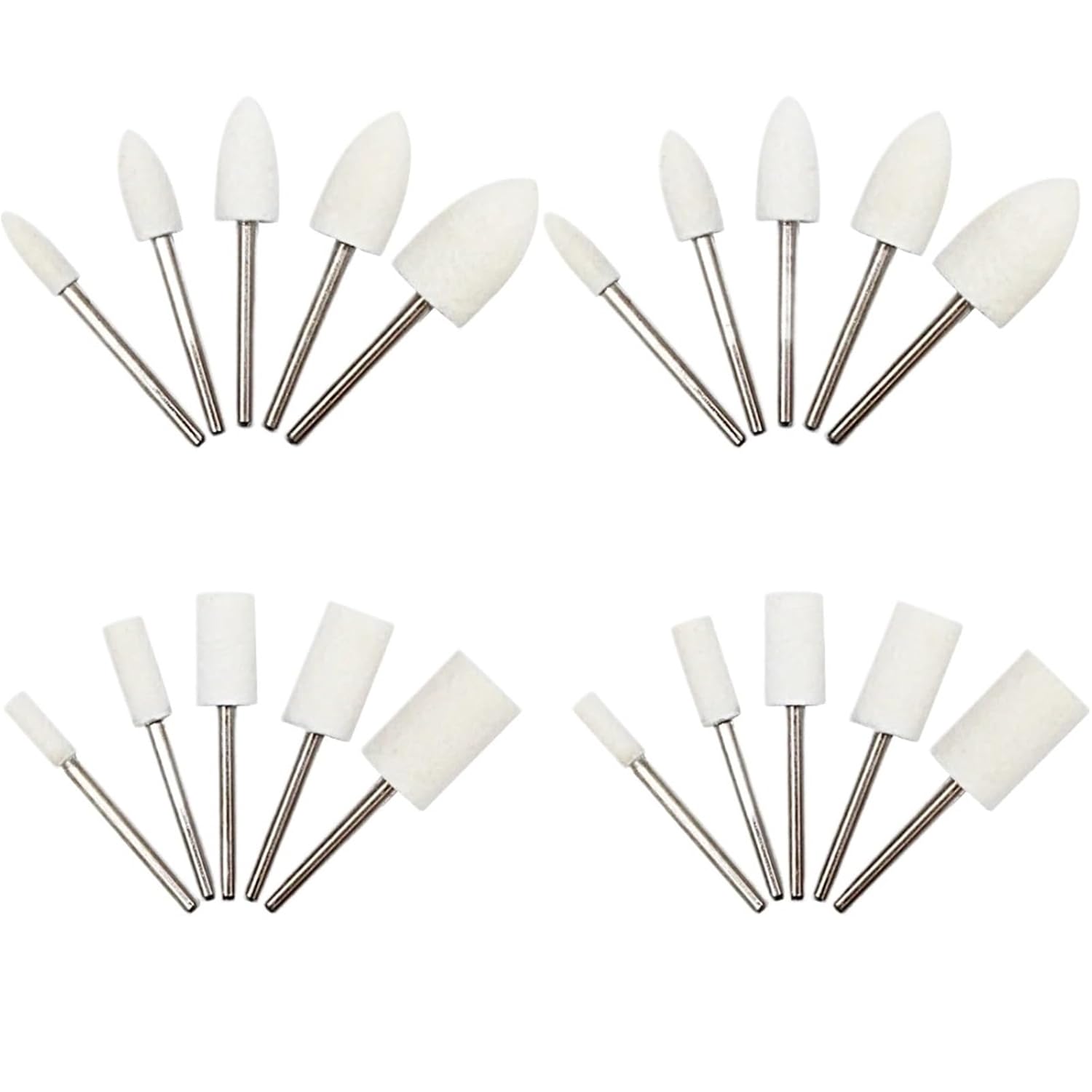 Wool Felt Mini Polishing Brush Wheel 60pcs 2.35mm Handle Wool Felt Polishing Wheel for Jewelry Metal Buffing Pads Drill Bit for Rotary Tools(Cylinder 2.35x6mm)