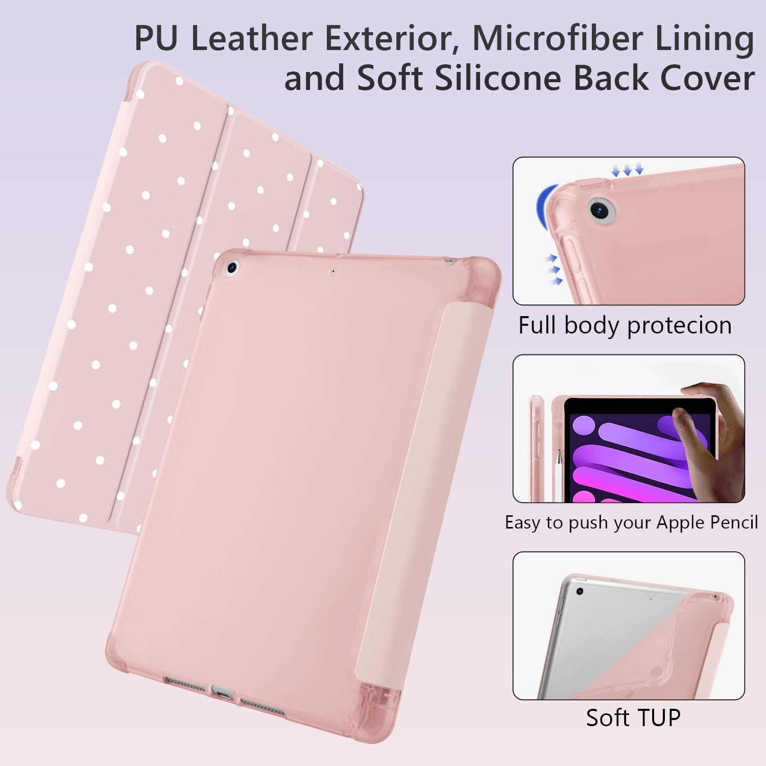 Cute White Polka Dot for iPad mini 7 A17 Pro Case for iPad mini 6 image 4