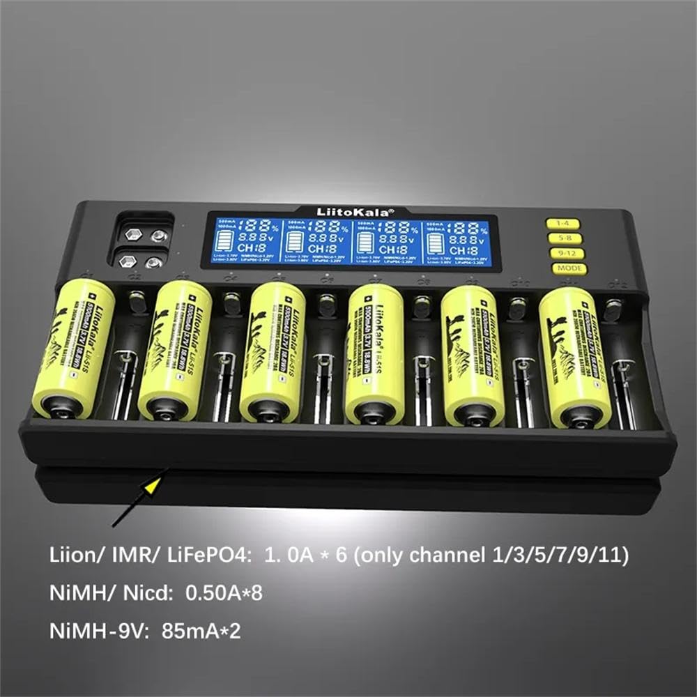 Amazon | lii-S12 12 リチウム充電器 電池充電器 スロットLCD液晶