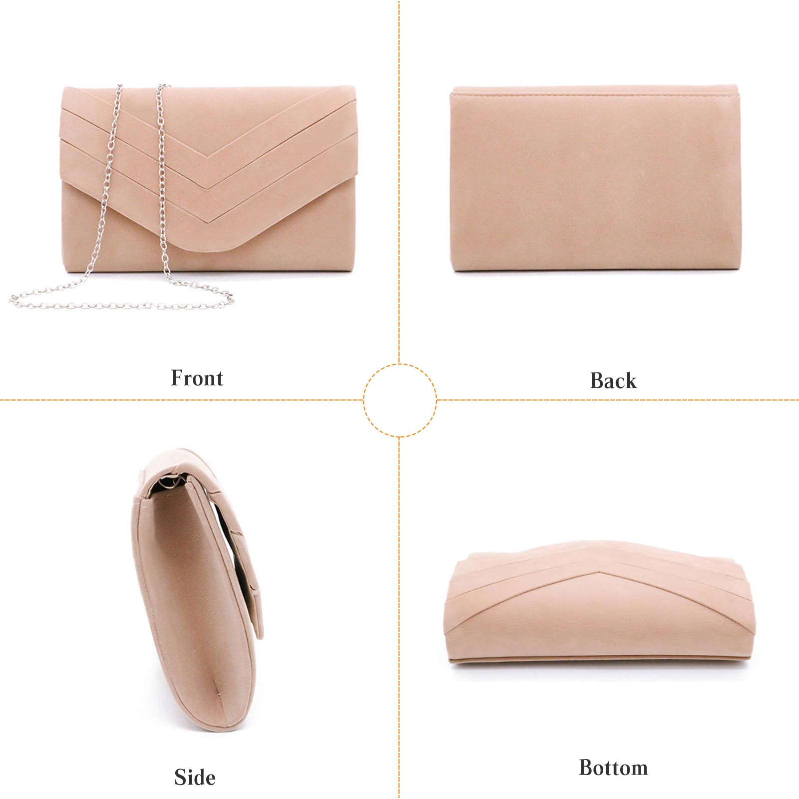 CORIOS Borsetta da Sera da Donna Velluto Clutch Pochette Piccolo con Catena Borsa Sposa Elegante Borsa a Tracolla Retro Borsa a Spalla Borse Messenger per Cocktail Festa Cerimonia Ballo Nero
