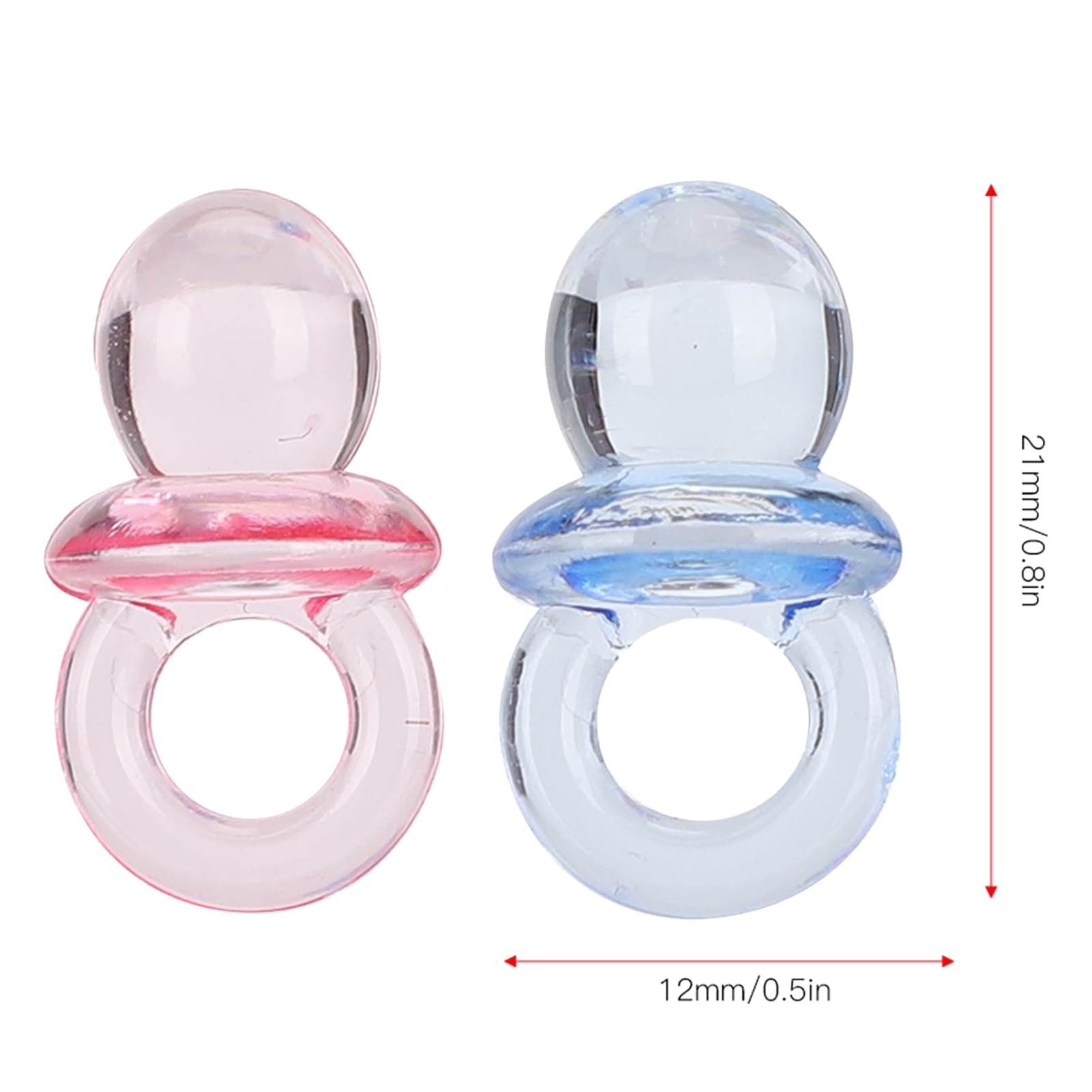 Acrylic Pacifier Birthday Party Decoration Baby Baptism Soothing Mini Color Toys for Christening Baby Shower Baby Shower Wedding Birthday Kids Party Multicolour 100Pcs (Transparent Mixed Colors)