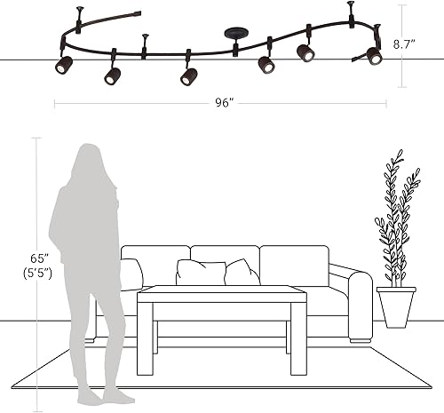 Miniatura 4 de Catalina Lighting - Foco de techo integrado con 6 luces LED Flex Track de 96 pulgadas, bronce aceitado, para cocina, sala de estar, iluminación del