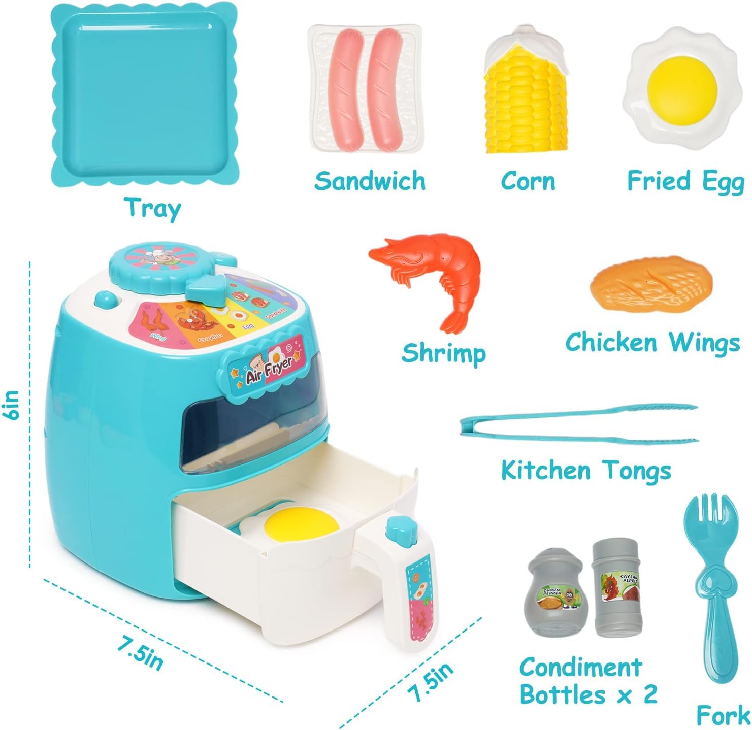 Kit De Cuisine Jouet : Friteuse à Air Chaud, Machine à Café Et Caisse Enregistreuse – Accessoires Réalistes Avec Sons Et Lumières