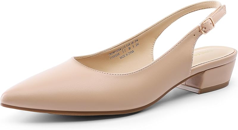 DREAM PAIRS Women's Slingback Low Block Heels Shoes