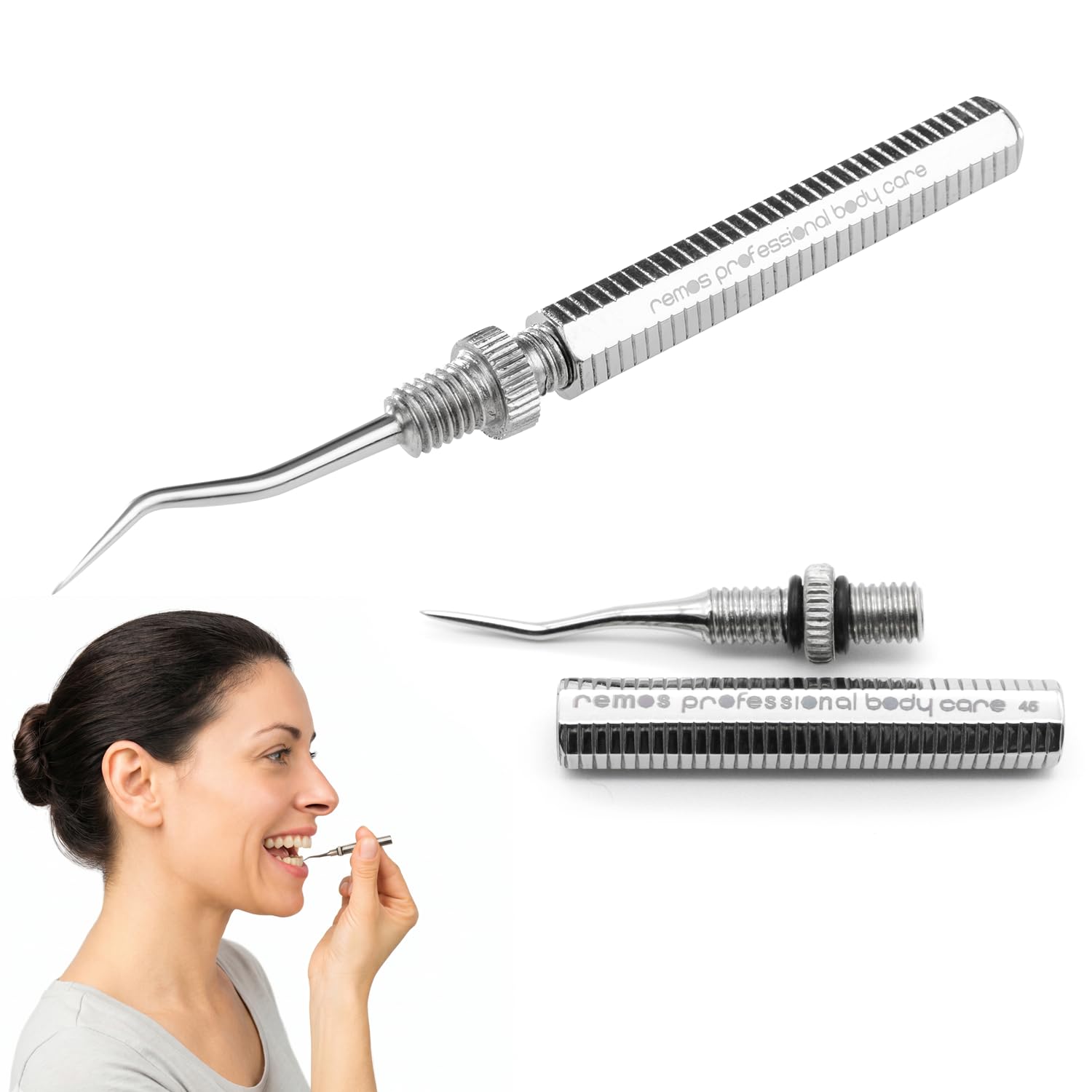 Cure-dents acier inoxydable pointe courbée dévissable REMOS