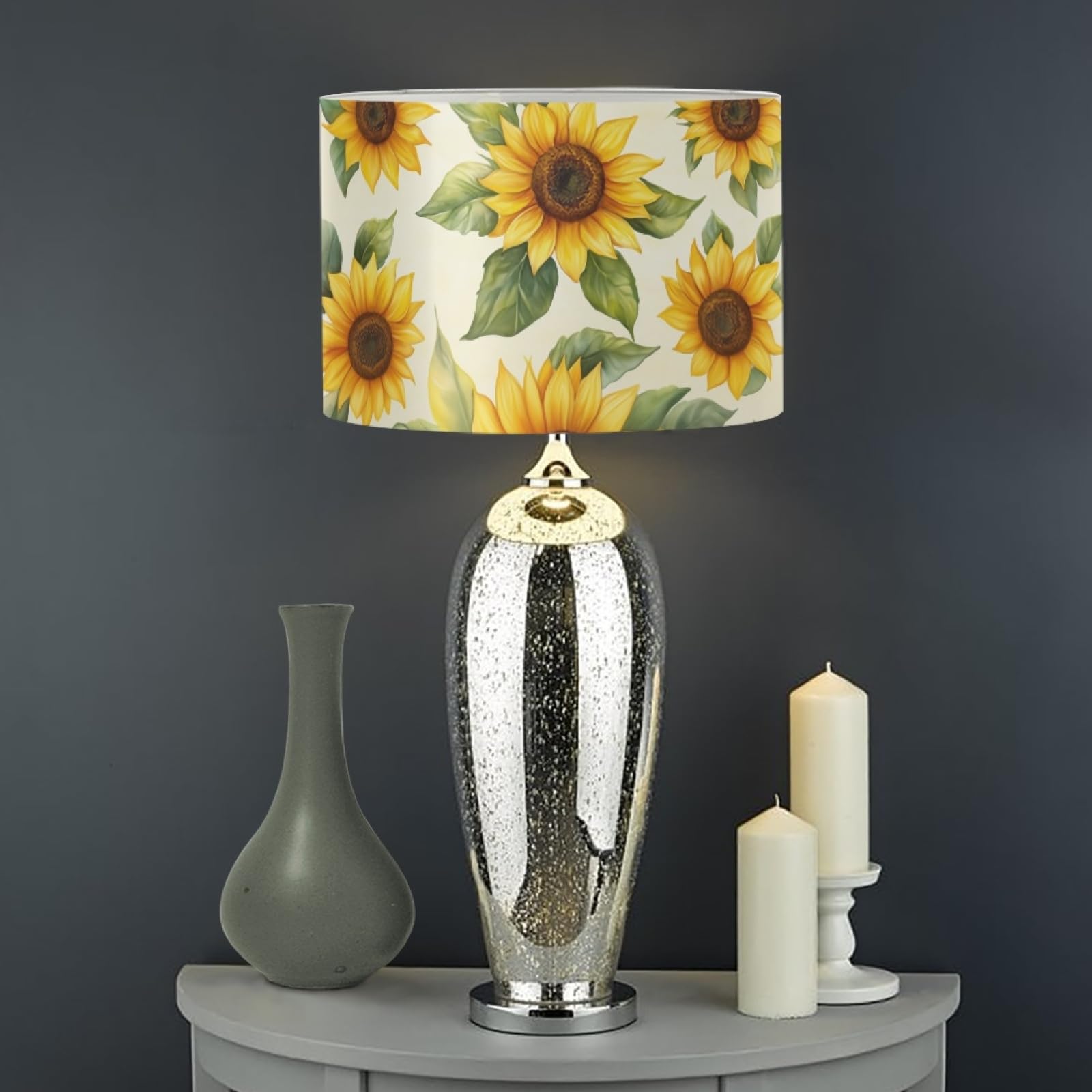 Suhoaziia Retro Sunflowers Lamp Shade Drum Lampshade Cover for
