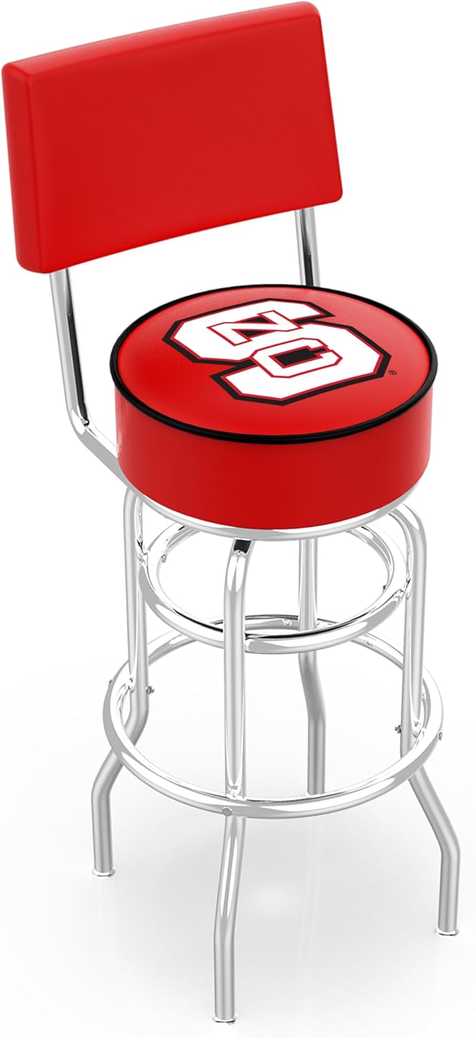 HBS L7C4 - Chrome Double Ring Appalachian State Swivel Bar Stool with a Back by The Holland Bar Stool Company