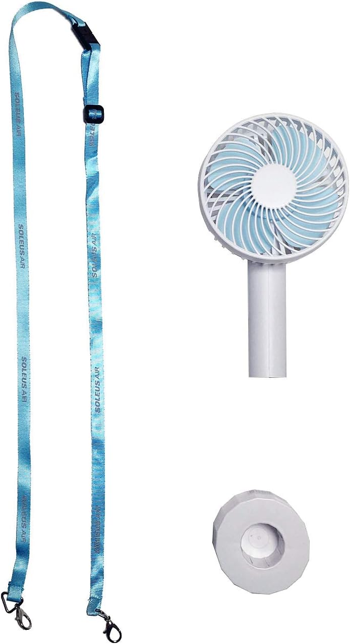 Soleus Air Portable Table Fan, 7" Small Desk Fan, 4000mah Rechargeable Battery Quiet USB Mini Floor Fan, Pedestal Fans for Personal Bedroom Office Fishing Camping Travel, 4 Speeds (Color White)