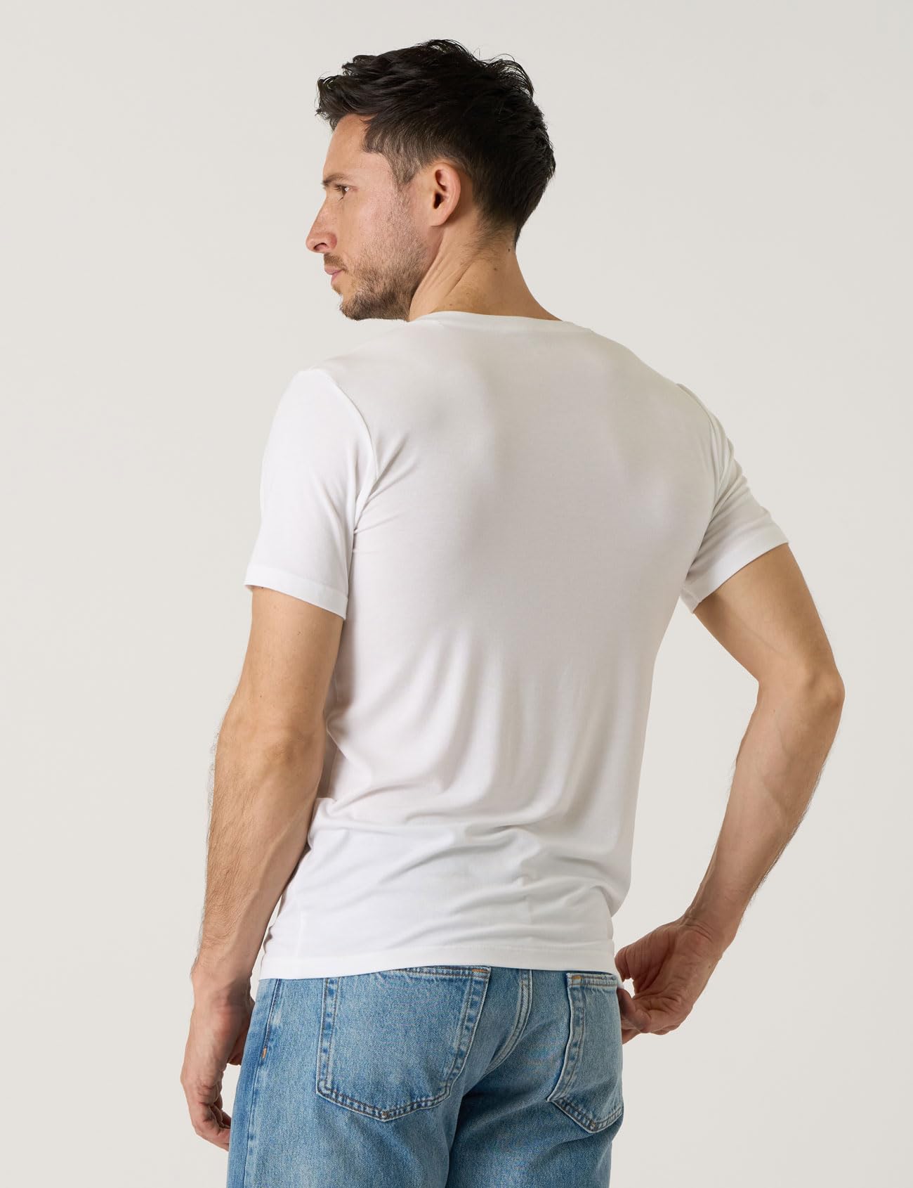 LAPASA Pacco da 2 T-Shirt Uomo Pacco da 2 Micromodal Maglietta Intima Girocollo Canottiera a Maniche Corte Regular Fit M07 M08