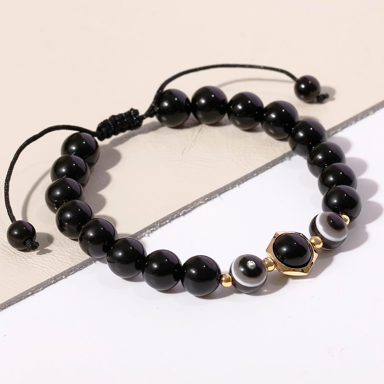 Black Obsidian Beaded Bracelets Bring Luck Protection and Prosperity Adjustable Handmade Crystals Bracelet for Women Reiki Evil Eye Jewelry - Image 7