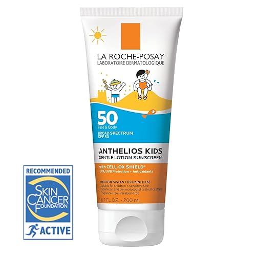 La Roche-Posay Anthelios Loción de protección solar de amplio espectro SPF 60, bloqueador solar para niños, para la cara y el cuerpo, libre de